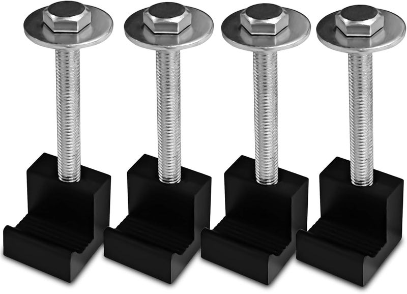 Hirificing 4PCS Truck Tool Box Mounting Kit, J Hook Truck Crossover Tool Boxes for Bed of Truck Aluminum Pickup Toolbox Rail Mounting Kit for Fix Tool Boxes Tie Downs Comes with Fastening Nuts(Black) - Image 1